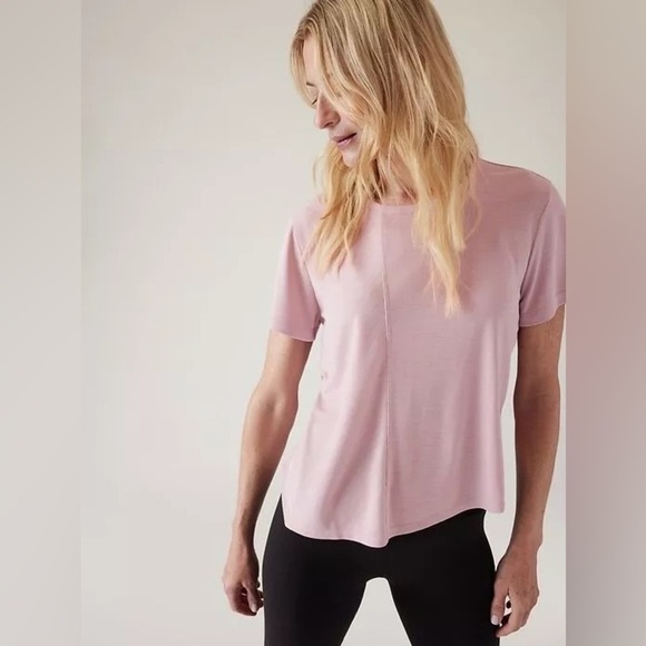 Athleta Shirt Women's Size Small Smoked Mauve Pink Relaxed Tee Short Sleeve - Picture 3 of 12